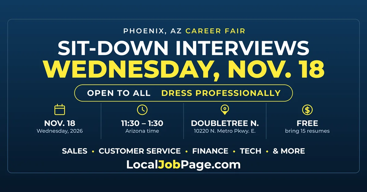 Phoenix Career Fair Nov. 18: Free Sit-Down Interviews at the DoubleTree North