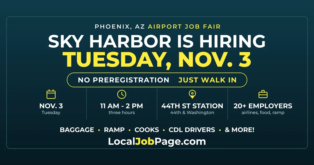 Phoenix Sky Harbor Airport Job Fair Returns Nov. 3 at 44th Street Station