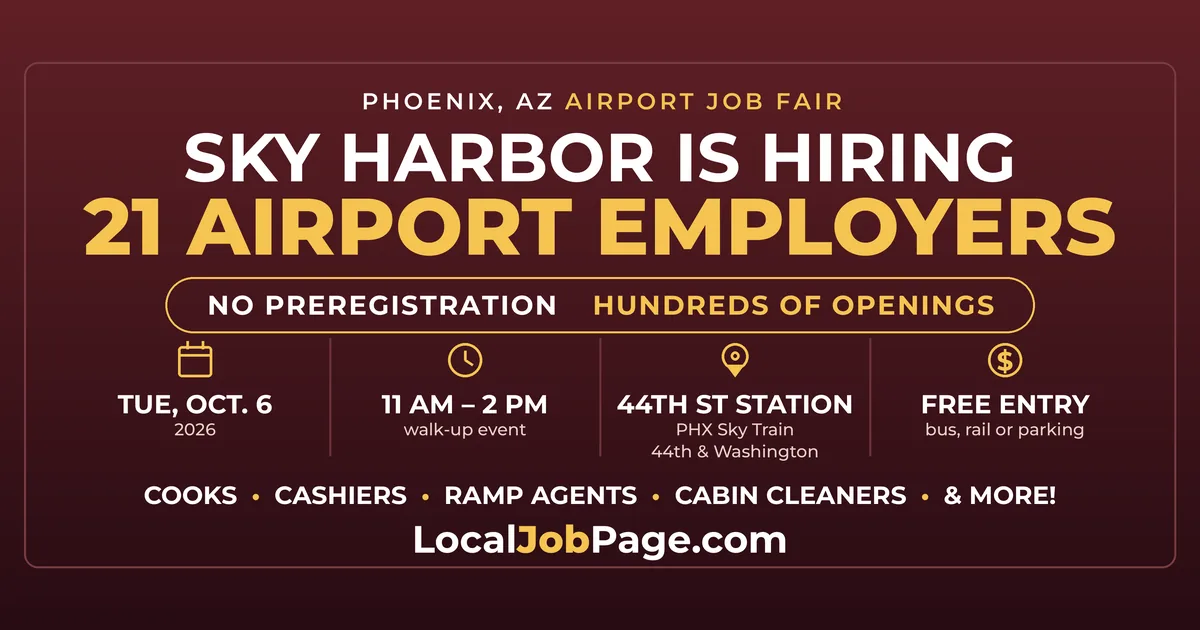 Phoenix Sky Harbor Airport Job Fair Set for Oct. 6 at 44th Street Station